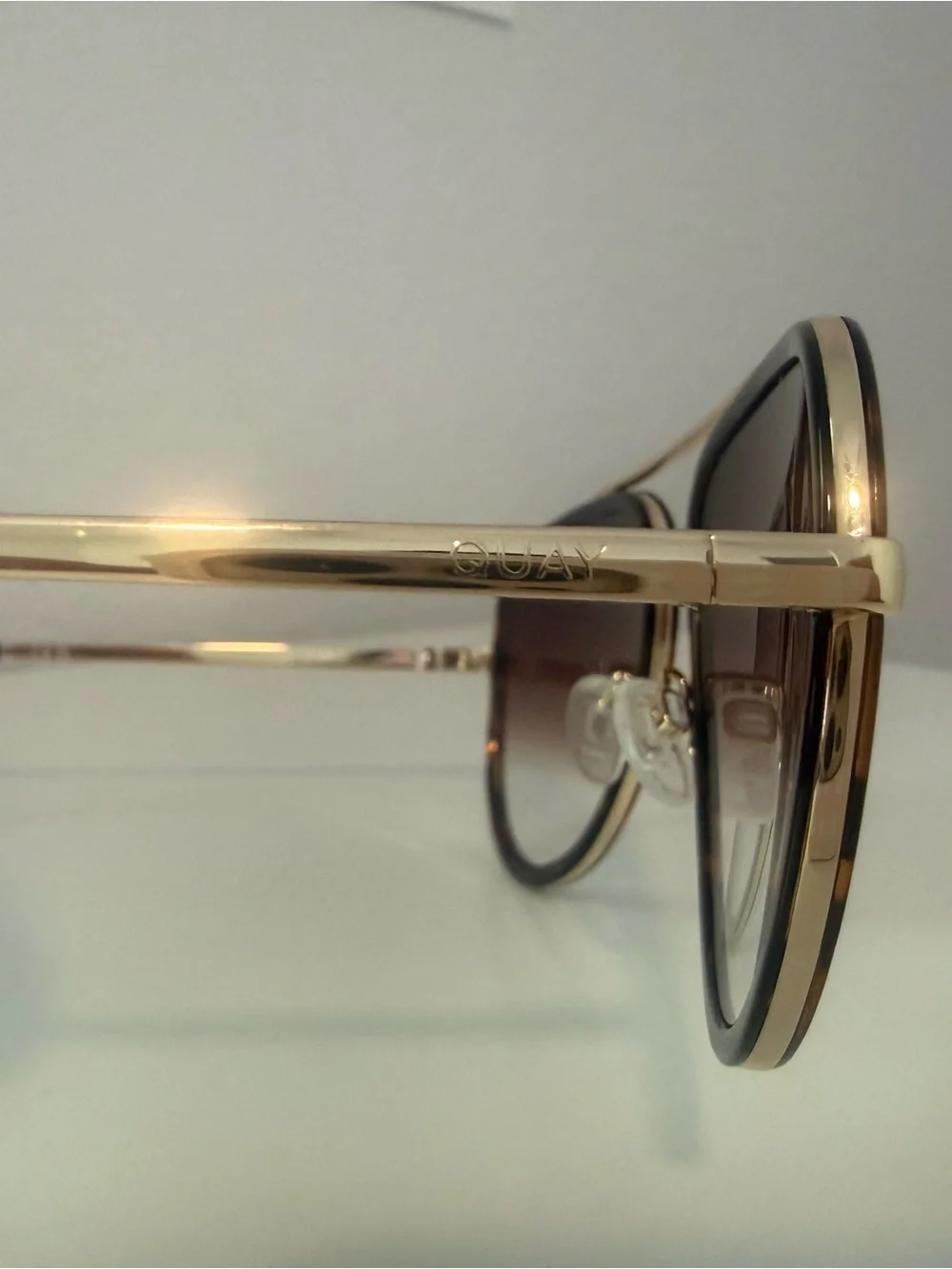 QUAY Tortoiseshell and Gold Aviator Sunglasses - Brown Lenses